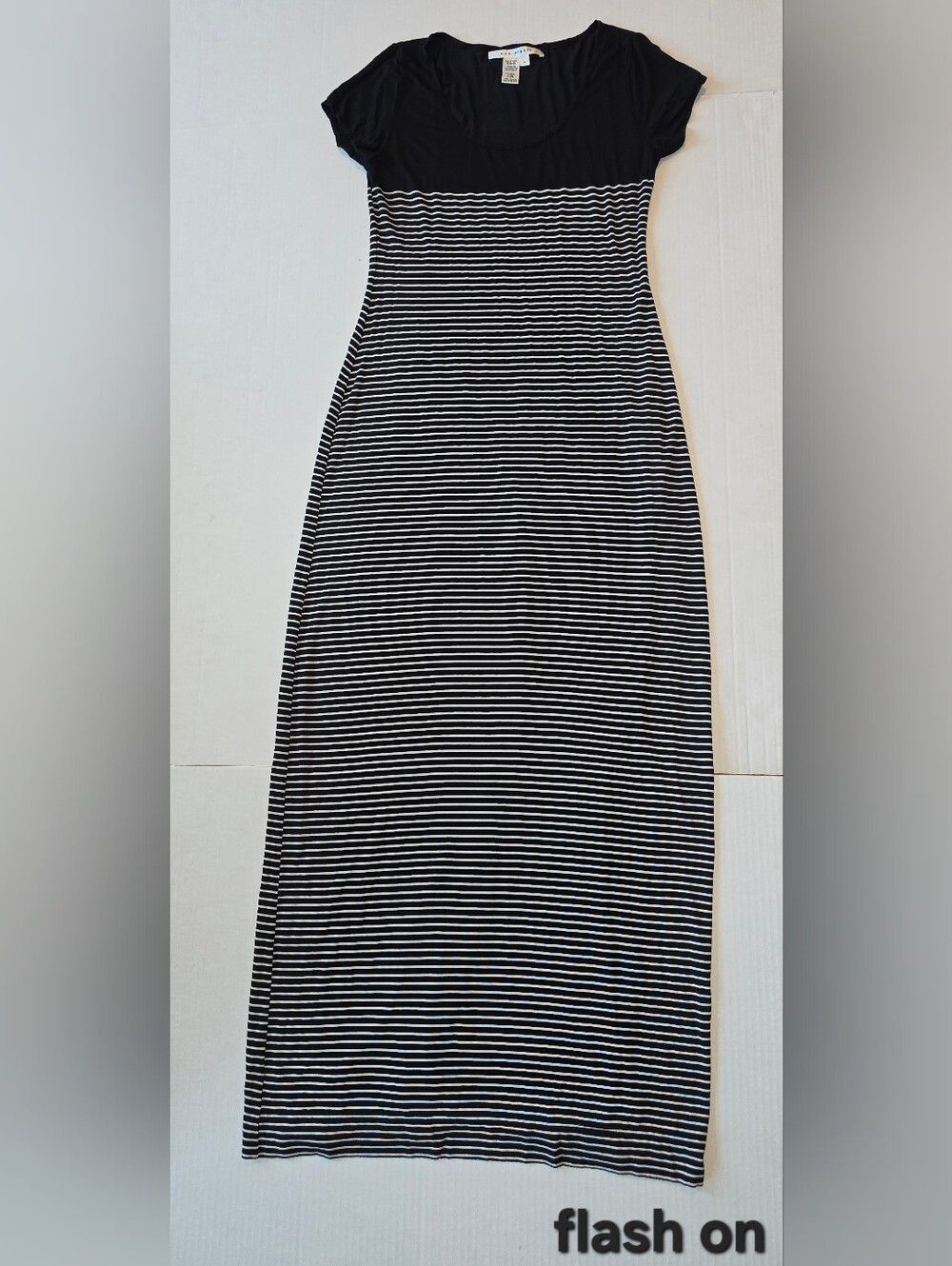 Max Studio Black and White Striped Maxi Dress Sz L